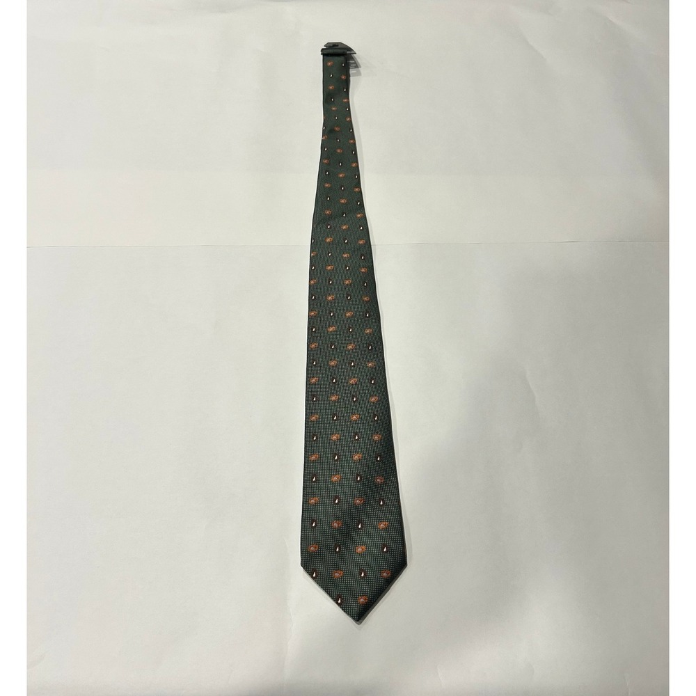 Brooks Brothers Mens Necktie Silk Green Brown Geo Pattern Business Career NWT